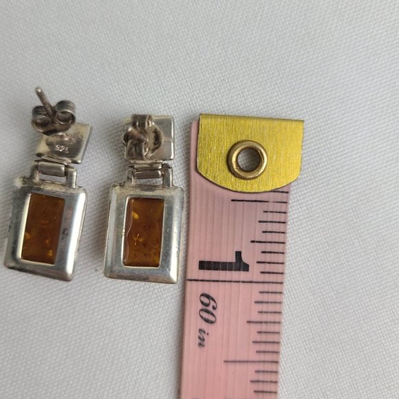 925 Sterling Silver Amber Earrings - Picture 5 of 5